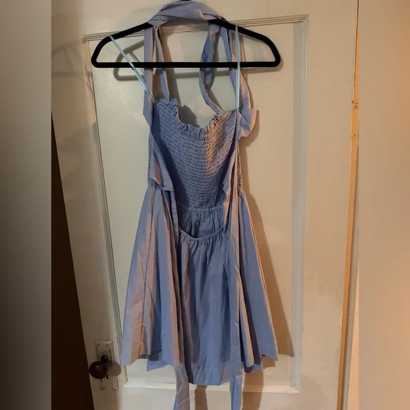 Vici Light Blue Women’s Dress with Bow - Picture 3 of 5